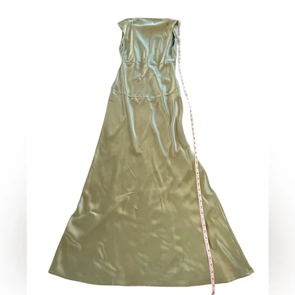 Reformation Satin Maxi Dress Sage Green tag 12 tailored to fit size 10 long - Picture 6 of 11